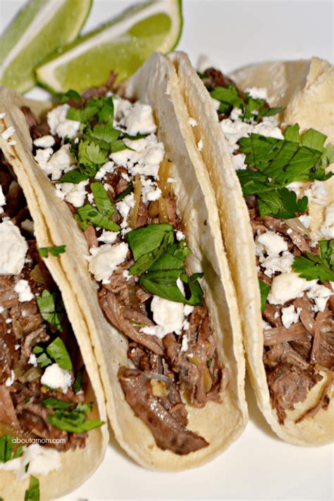 Slow Cooker Salsa Verde Beef Tacos Recipe - About A Mom