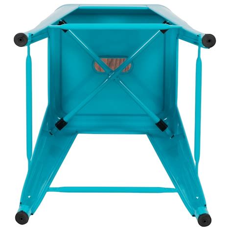 Flash Furniture Teal 24-in H Counter height Stackable Metal Backless ...