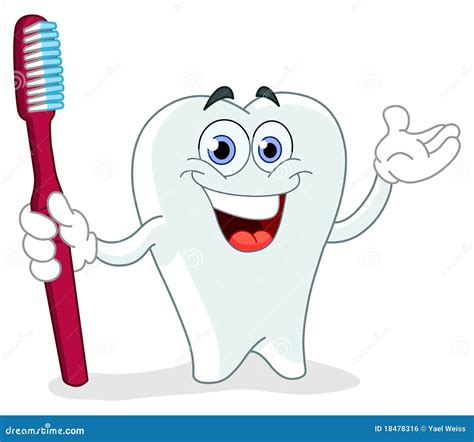 Cartoon Tooth With Toothbrush Stock Vector - Image: 18478316