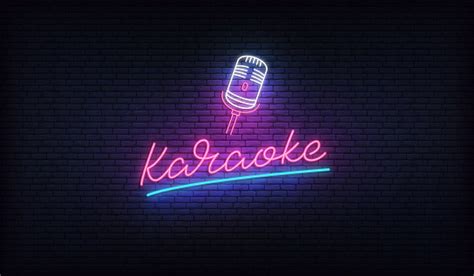 Karaoke Neon Sign Neon Label With Microphone And Karaoke Lettering Stock Illustration - Download ...