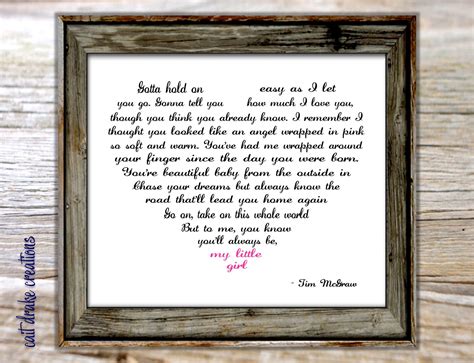 My Little Girl Tim Mcgraw Song Lyrics Poster Digital Print Printable - Etsy