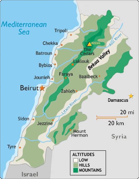 Lebanon climate map - Map of Lebanon climate (Western Asia - Asia)