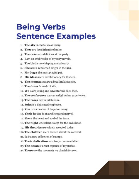 Being Verbs Sentence - 99+ Examples, PDF, Tips