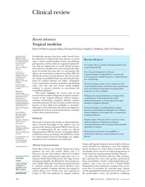 (PDF) Tropical medicine