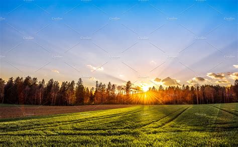 Sunrise at the country | Nature Stock Photos ~ Creative Market