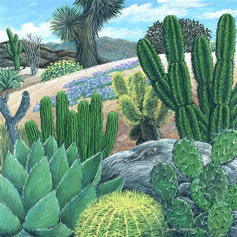 Cactus Garden Painting by Snake Jagger - Fine Art America