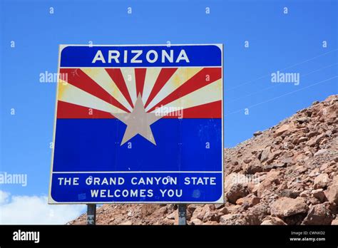 Welcome to Arizona state sign, Arizona, USA Stock Photo - Alamy