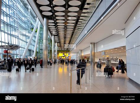 International Arrivals area, Terminal 5, Heathrow Airport. London ...