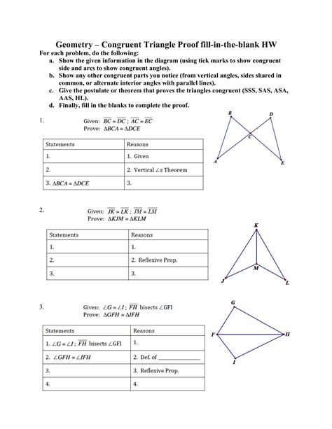 Triangle Congruence Proofs Worksheet