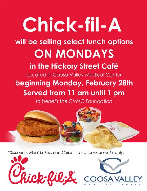 Chick-fil-A available at CVMC on Mondays! | Coosa Valley Medical Center