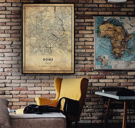 Rome Vintage Map Print Rome Map Italy Map Art Rome City - Etsy