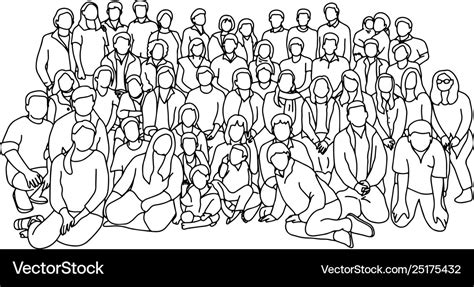 Group people together sketch Royalty Free Vector Image