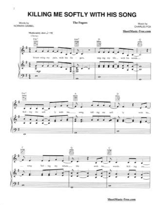 Killing Me Softly - The Fugees Free Piano Sheet Music PDF