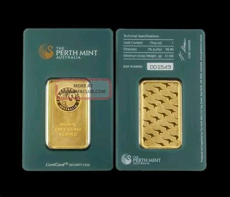 1 Oz. Perth 99. 99 Fine 24 Karat Gold Bar In Assay