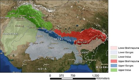 1 Map of the Indus, the Ganges and the Brahmaputra rivers in South Asia... | Download Scientific ...