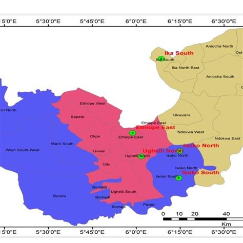 Map of Delta State indicating the study locations | Download Scientific ...