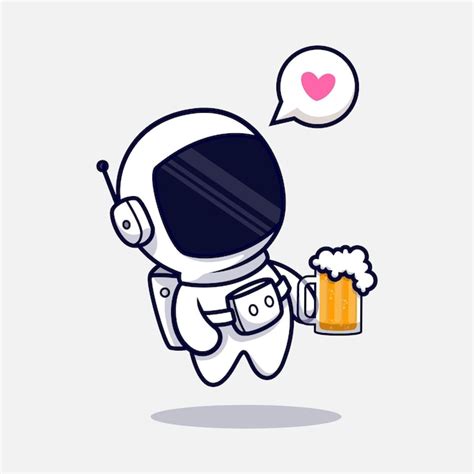 Premium Vector | Cute Astronaut Drinking Beer Cartoon . Flat Cartoon Style