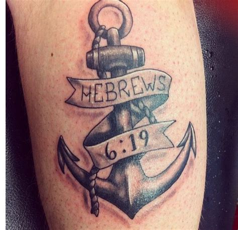 Hebrews 6:19-This is the anchor tattoo my son got for his 18th~it's on his calf. Immediately ...