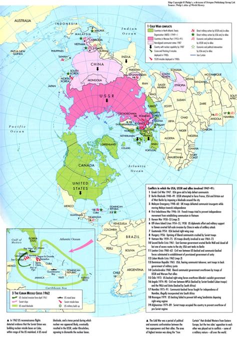 Cold War Conflicts and inset showing The Cuban Missile Crisis 1962 – Mapping Globalization