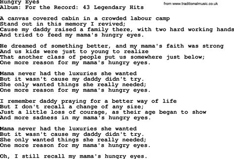 Hungry Eyes by Merle Haggard - lyrics