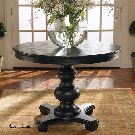 Brynmore Black Round Pedestal Table 42"| Zin Home