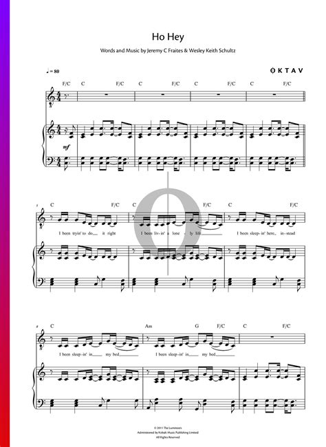 Ho Hey (The Lumineers) Piano Sheet Music - OKTAV