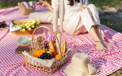 Premium Photo | Picnic lunch meal outdoors park with food picnic basket ...