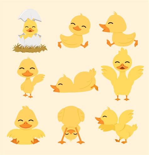 Cute yellow duck cartoon set 691727 Vector Art at Vecteezy