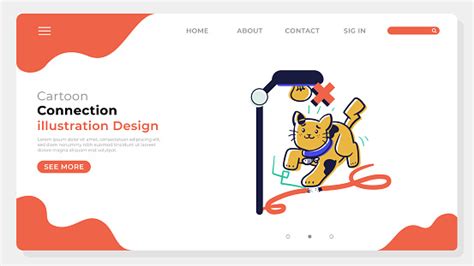 Cartoon Illustration Connection Design And Landing Page Cartoon Drawing ...