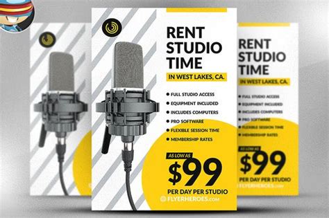 Studio Time Flyer Template | Flyer template, Flyer, Creative flyers