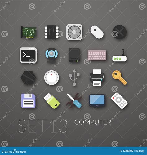 Flat icons set 13 stock vector. Illustration of chip - 42388292