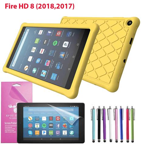 Amazon Fire HD 8 Tablet (8th Generation 2018) Silicone Case, Epicgadget Slim Anti-Slip Soft ...