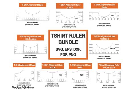 Tshirt Ruler SVG Bundle | T-shirt Alignment Tool DXF Set (1033835 ...