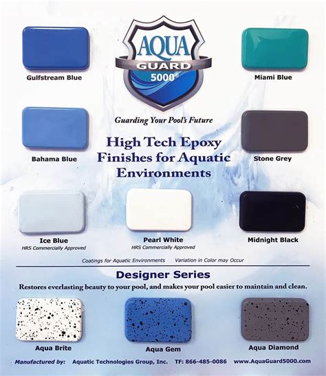 AquaGuard Pool Paint Color Chart Sample Board