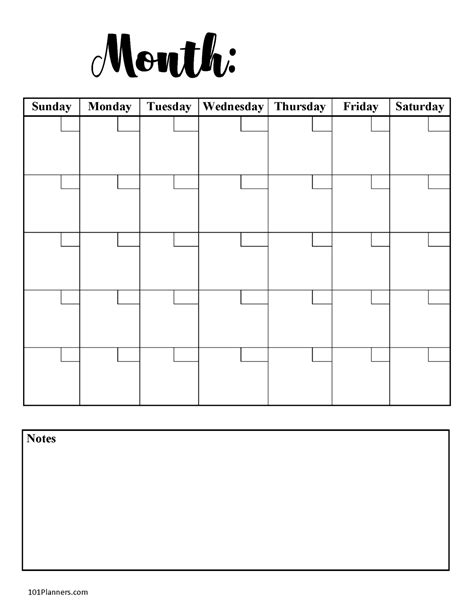 FREE Blank Calendar Templates | Word, Excel, PDF for any month