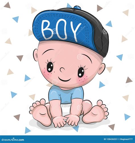 Cute Cartoon Baby Boy in a Cap Stock Vector - Illustration of boys ...