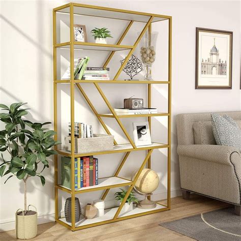 Tribesigns Industrial Bookshelf with Gold Metal Australia | Ubuy