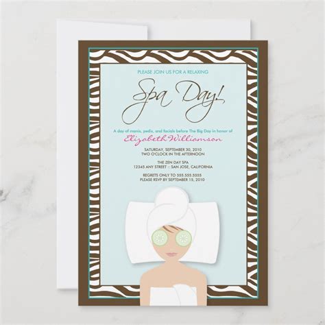 Spa Day Bridal Shower Invitation (blue) | Zazzle