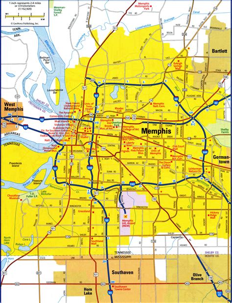 Memphis TN city map.Free printable detailed map of Memphis city Tennessee