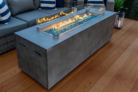 70" Linear Outdoor Propane Gas Fire Pit Table in Gray – Shop4Patio.com