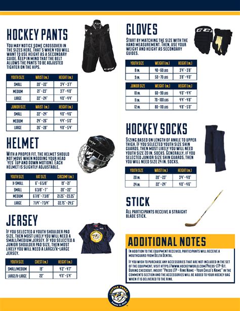 Hockey Equipment Size Chart - Little Preds Download Fillable PDF ...