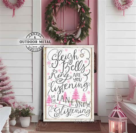 Sleigh Bells Ring Song Lyrics Holiday Canvas or Metal Sign with color ...