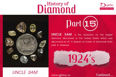 History of a Diamond In 1924, The Largest Diamond UNCLE SAM was discovered. ‪#‎iGlitterindia ...