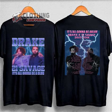 Drake 21 Savage Tour Rescheduled Merch, Drake 21 Savage It'S All A Blur Tour 2023 Setlist Shirt ...