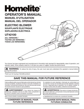 Homelite Ut08580 Blower User Manual