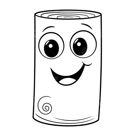 Happy Toilet Paper Roll Coloring Pages Outline Sketch Drawing Vector ...