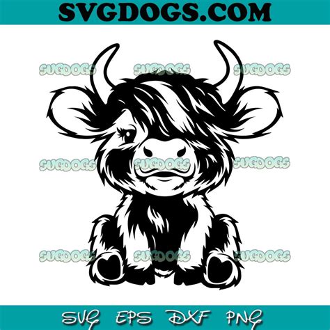 Cute Highland Cow Sitting SVG #1