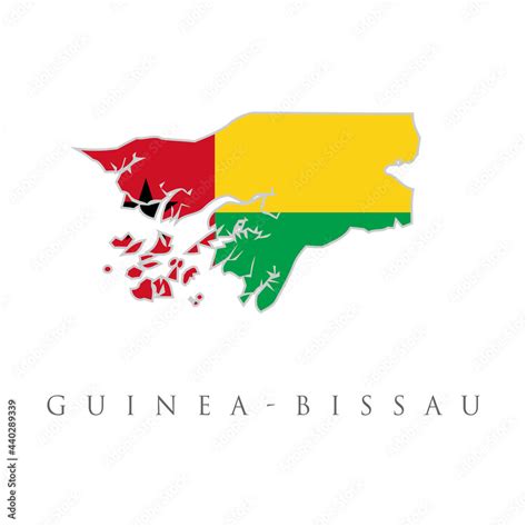 Guinea Bissau flag map. The flag of the country in the form of borders ...