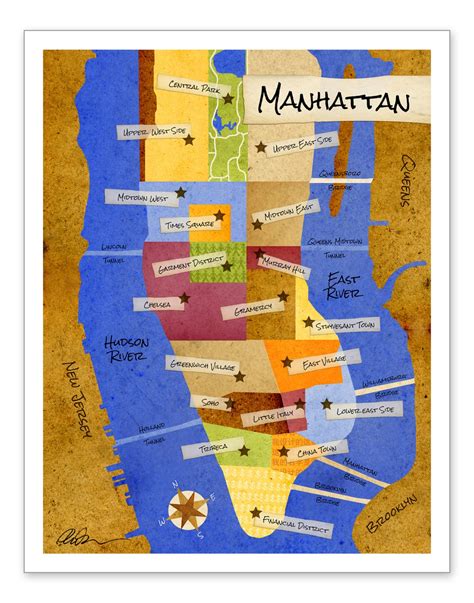 NYC Manhattan Map 11x14 Print - Etsy Canada