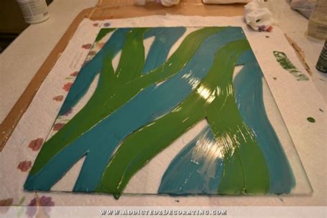 DIY Marbleized Back-Painted Glass End Table - Addicted 2 Decorating®